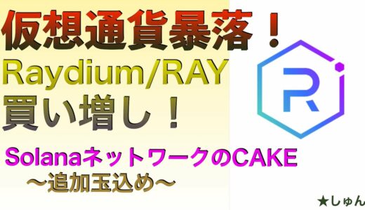 仮想通貨暴落Raydium /RAY買い増し！〜SolanaネットワークのCAKE〜追加玉込め〜