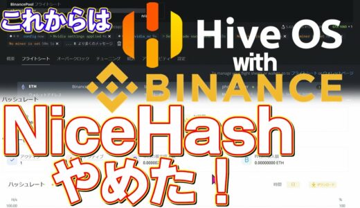 NiceHashはやめてHiveOSとBinanceプールでマイニングをしてみる！【設定は超簡単】NiceHashよりも効率アップなるか！？