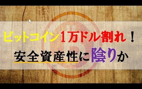 仮想通貨News：ビットコイン１万ドル割れ！安全資産性に陰りか