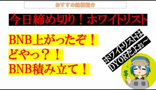 期待のスキャムsafeホワイトリスト＋BNBあがったぞ！ﾄﾞﾔｯ？！積み立て