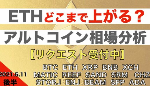 【REEF、SAND、SRM、CHZ、STORJ、ENJ、BEAM、SFP、ADA】ETHどこまで上がる？アルトコイン相場分析【リクエスト受付中】（2021年5月12日相場分析）後半